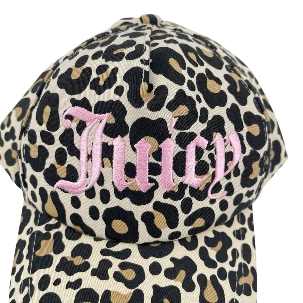 Juicy Couture Kids Leopard Print Snapback Hat Pink Logo Y2K NWT Adjustable
